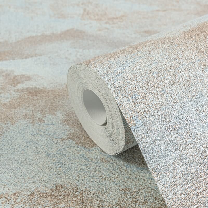 Farbverlauf Tapete Hellblau Terrakotta Braun Metallic Vintage Muster Vliestapete (KG-171807)