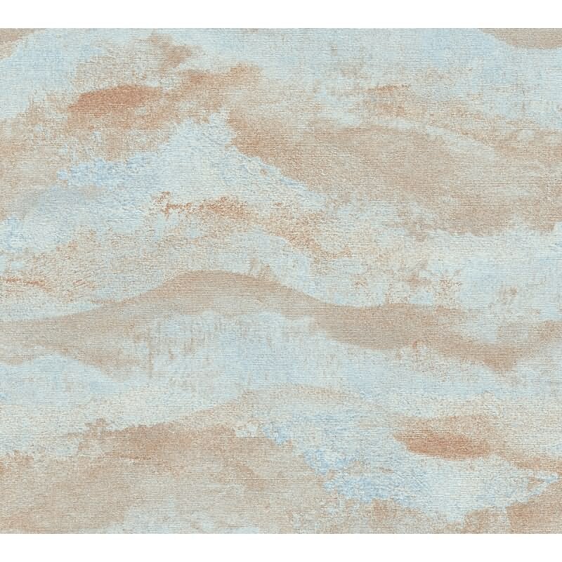 Farbverlauf Tapete Hellblau Terrakotta Braun Metallic Vintage Muster Vliestapete (KG-171807)