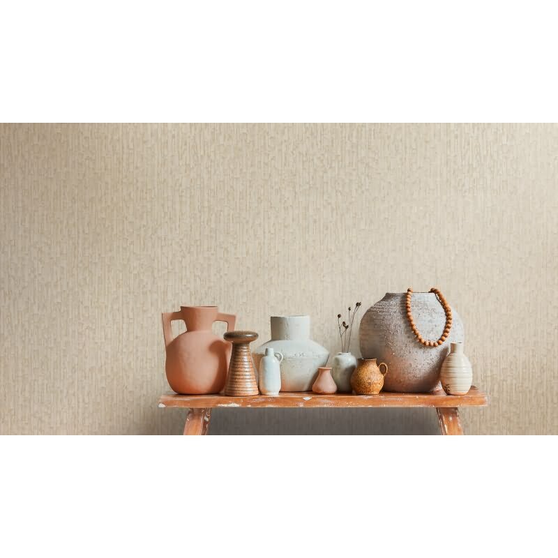 Vintage Mustertapete Creme Beige Gold Metallic Vliestapete 3D-Effekt (KG-171809)