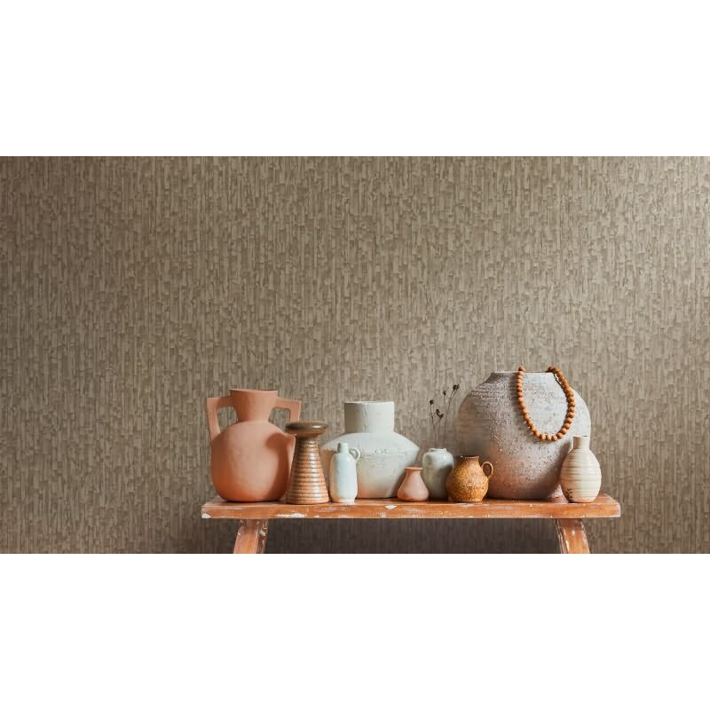 Mustertapete mit 3D Effekt Braun Grau Metallic Vliestapete modern (KG-171811)