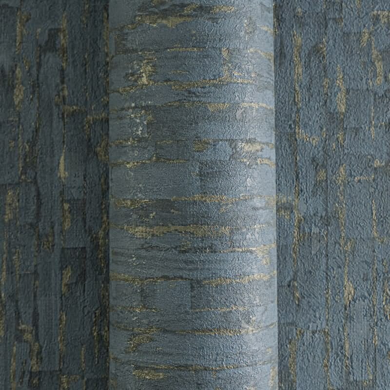 Design Vliestapete Blau Gold Metallic hochwertige Vintage Mustertapete (KG-171813)