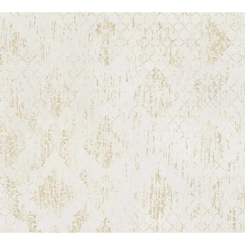 Barock Tapete Beige Gold Metallic Vliestapete mit Glanzstruktur Ornamenten (KG-171817)
