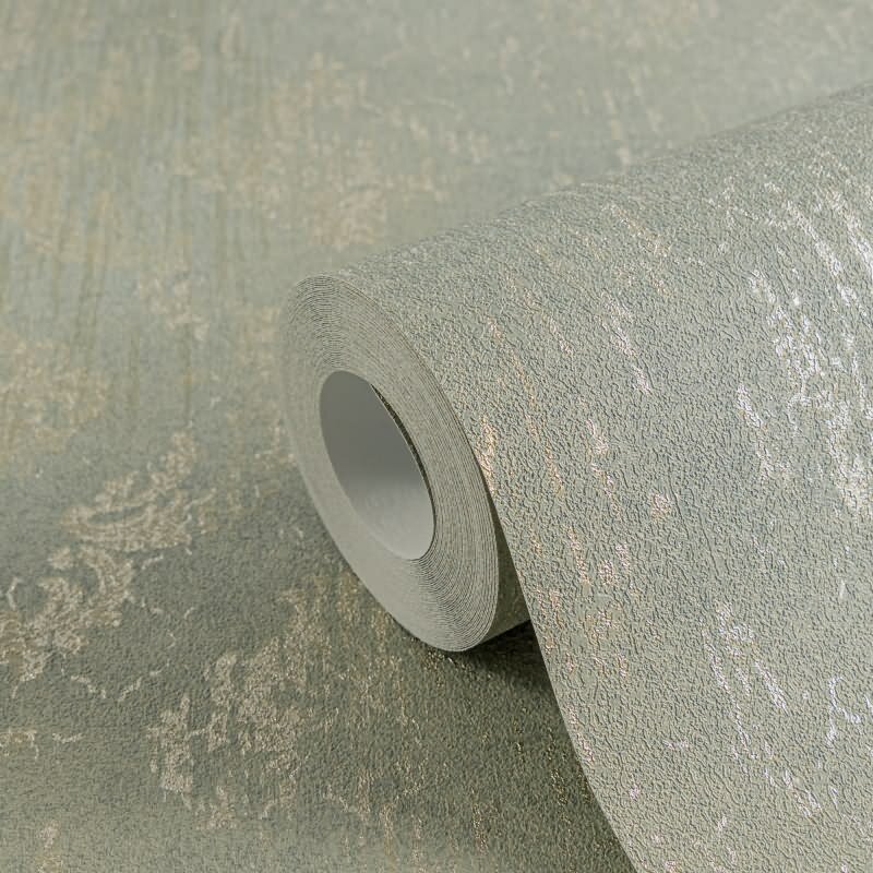 Ornament-Tapete Barock Mintgrün Gold Metallic Glänzende Vliestapete (KG-171820)