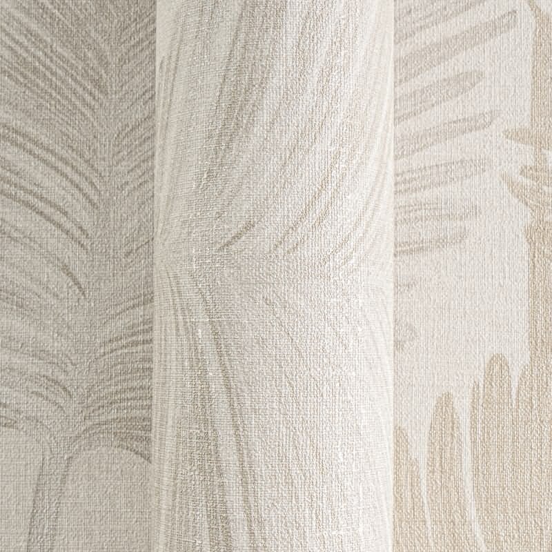 Palmblatt Tapete Creme Beige Sand Metallic Tropisches Blättermotiv auf Vliestapete (KG-171821)