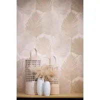 Palmblatt Tapete Creme Beige Sand Metallic Tropisches...