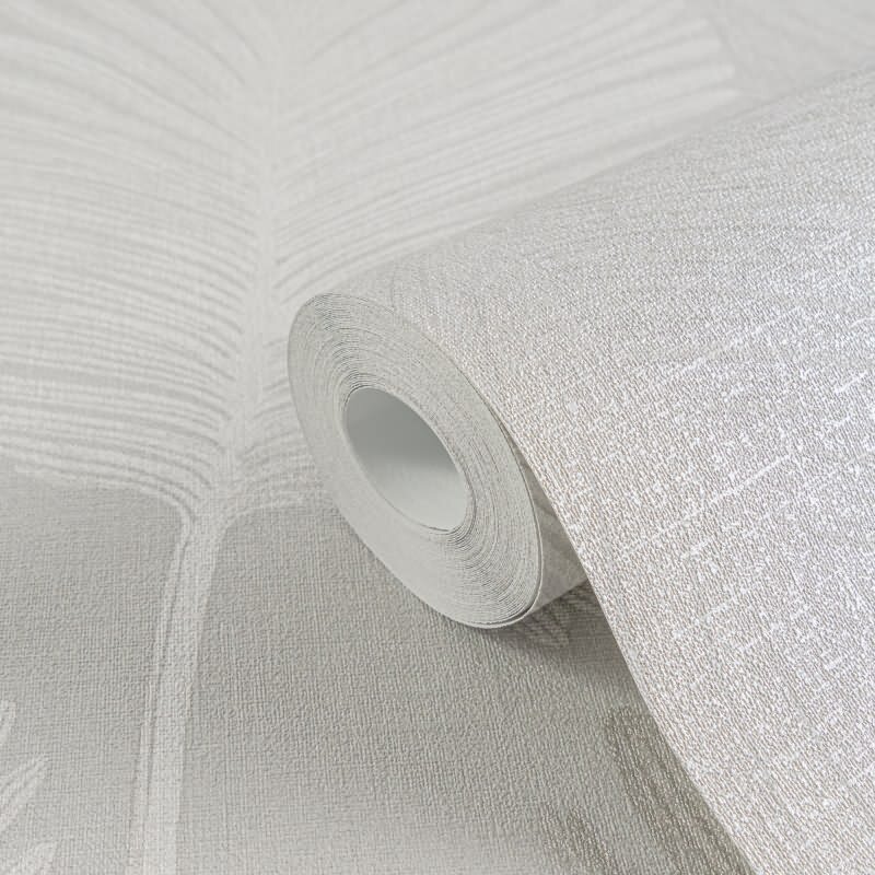 Moderne Dschungel-Tapete Grau Metallic Tropisches Blättermuster Vliestapete (KG-171822)