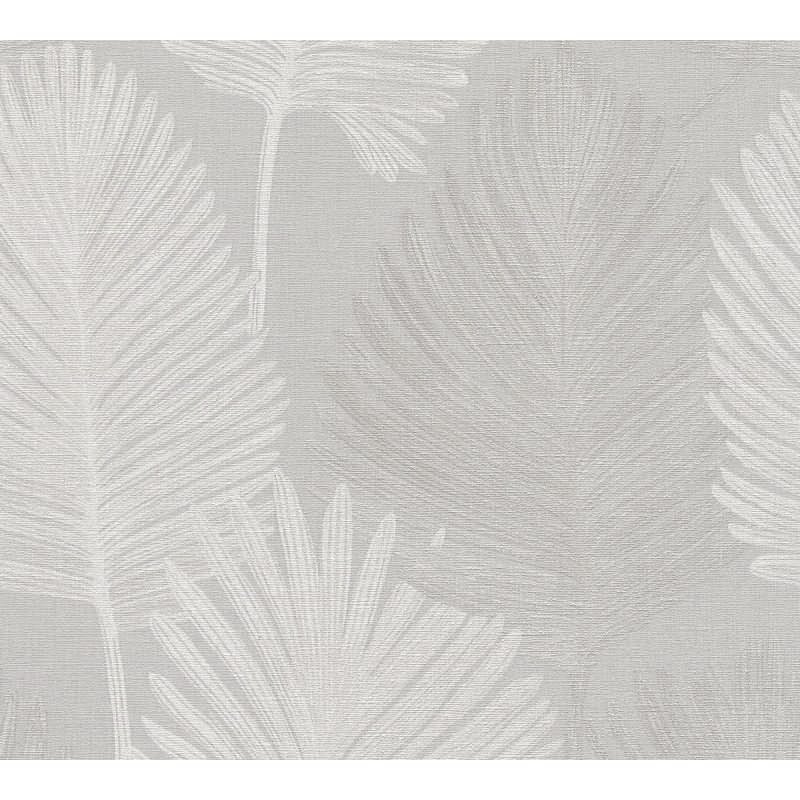 Moderne Dschungel-Tapete Grau Metallic Tropisches Blättermuster Vliestapete (KG-171822)