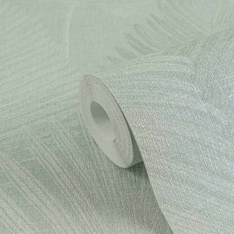 3D Dschungel Palmblatt Tapete Salbeigrün Tropisches Blättermotiv Vliestapete (KG-171824)