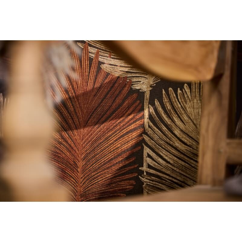 Dschungel 3D-Tapete Braun Rostrot Metallic Tropisches Blättermuster Vliestapete (KG-171825)