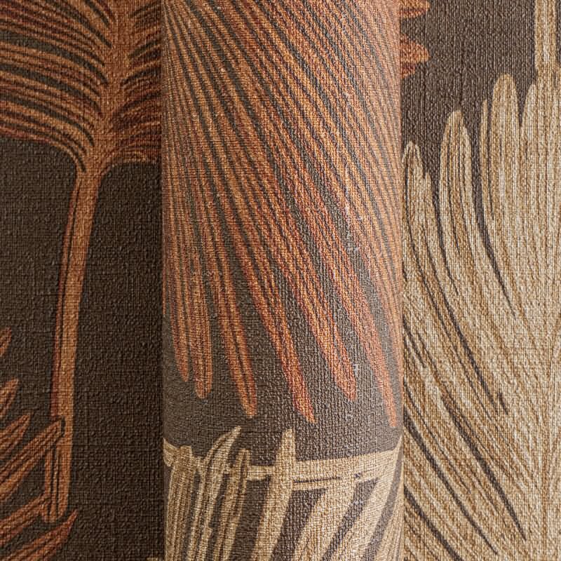 Dschungel 3D-Tapete Braun Rostrot Metallic Tropisches Blättermuster Vliestapete (KG-171825)