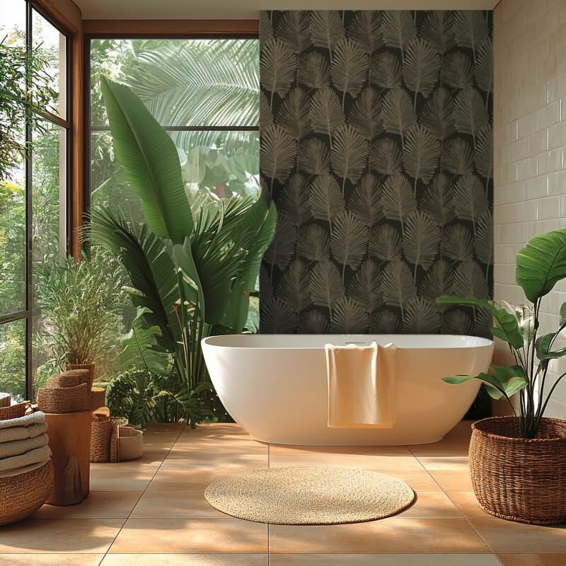 3D-Tapete Dschungel Dunkelbraun Beige Metallic hochwertige Vliestapete (KG-171826)