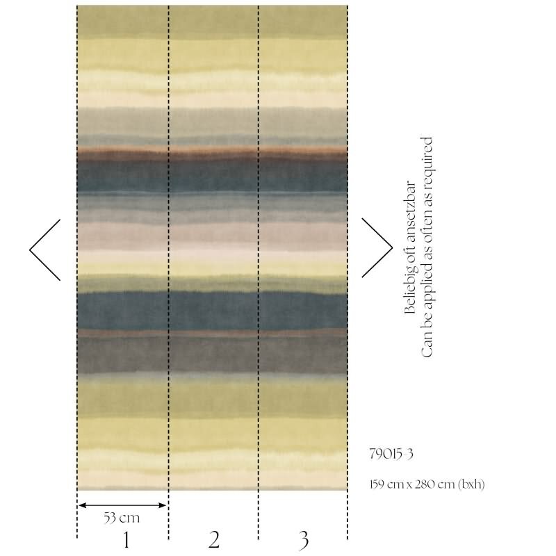 Fototapete Streifen Aquarell-Optik Grün Beige Design Muster Vliestapete (KG-171829)