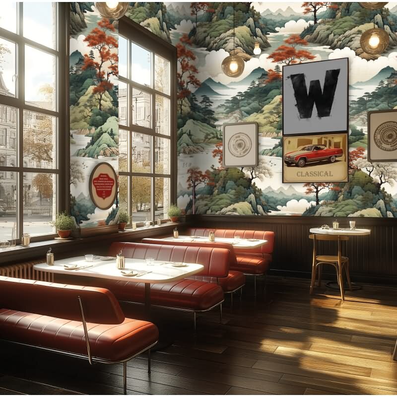 Fototapete Landschaft Asien Naturfarben Panorama Vliestapete Grün Beige (KG-171830)