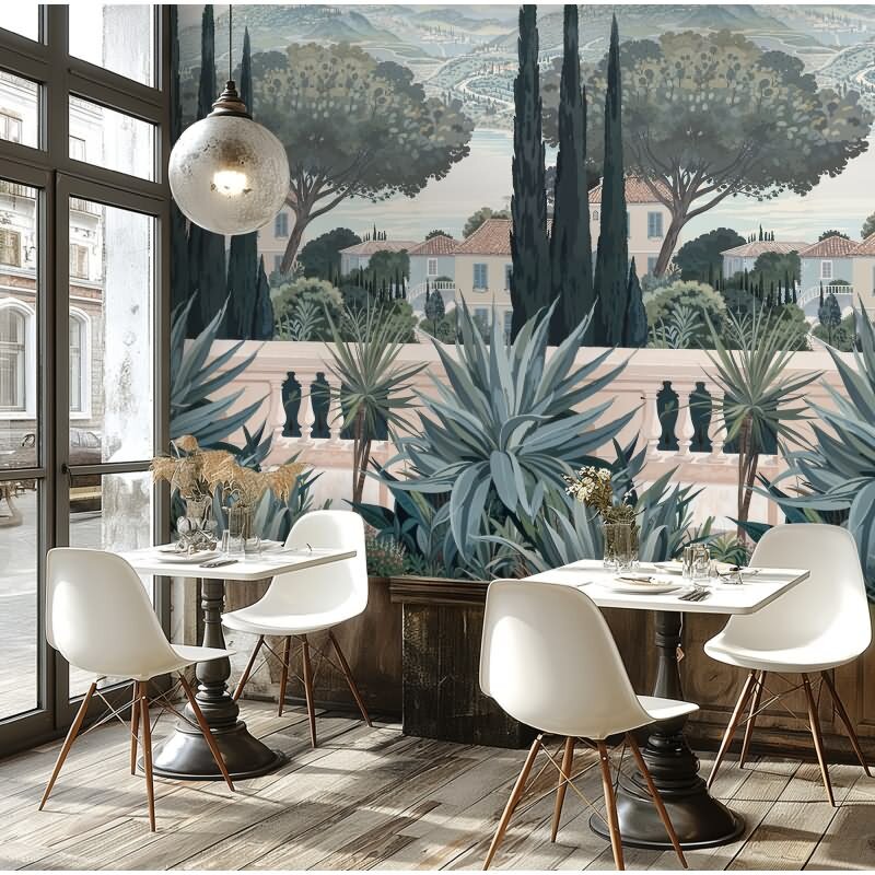 Fototapete Toskana Landschaft Blau Grün Mediterrane Vliestapete (KG-171834)