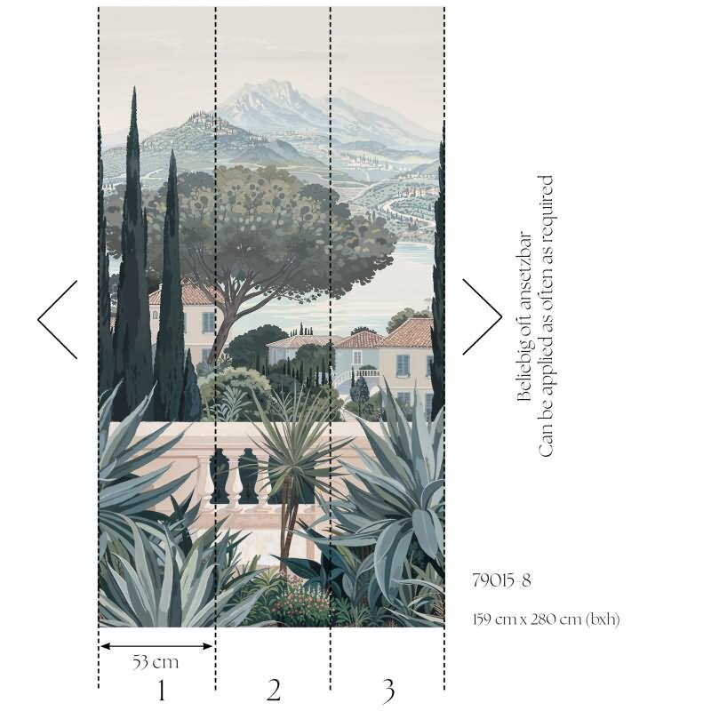 Fototapete Toskana Landschaft Blau Grün Mediterrane Vliestapete (KG-171834)