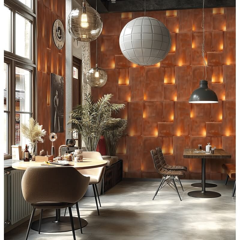 Fototapete 3D Optik Rostbraun Industrial moderne Design Muster Vliestapete (KG-171835)