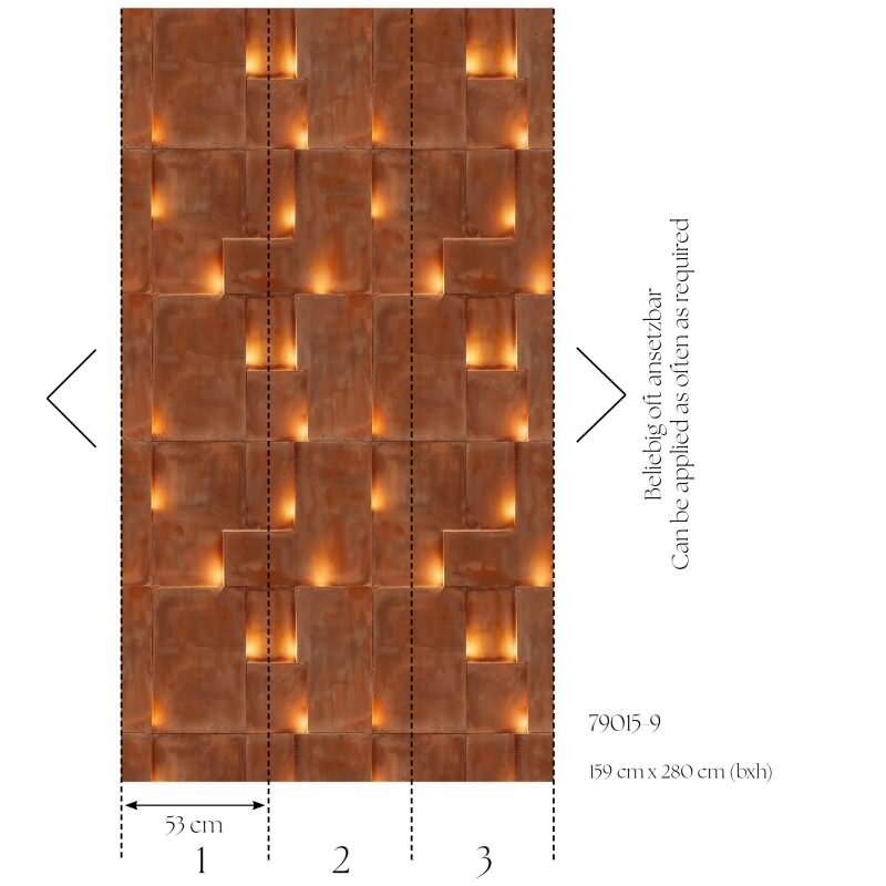 Fototapete 3D Optik Rostbraun Industrial moderne Design Muster Vliestapete (KG-171835)