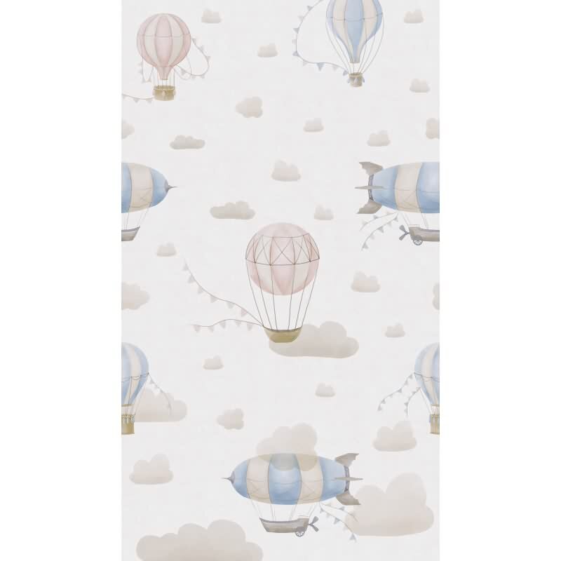 Fototapete Heißluftballons Rosa Blau Vliestapete für Kinderzimmer (KG-172152)