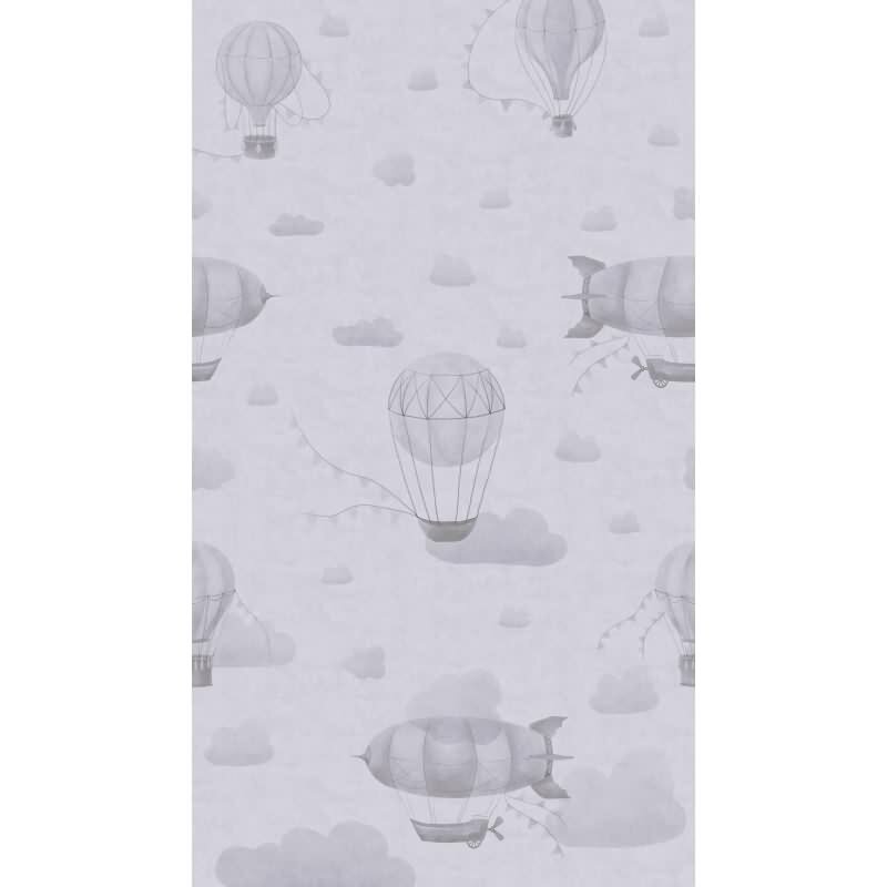 Fototapete Heißluftballons Grau Weiß Vliestapete fürs Kinderzimmer (KG-172153)