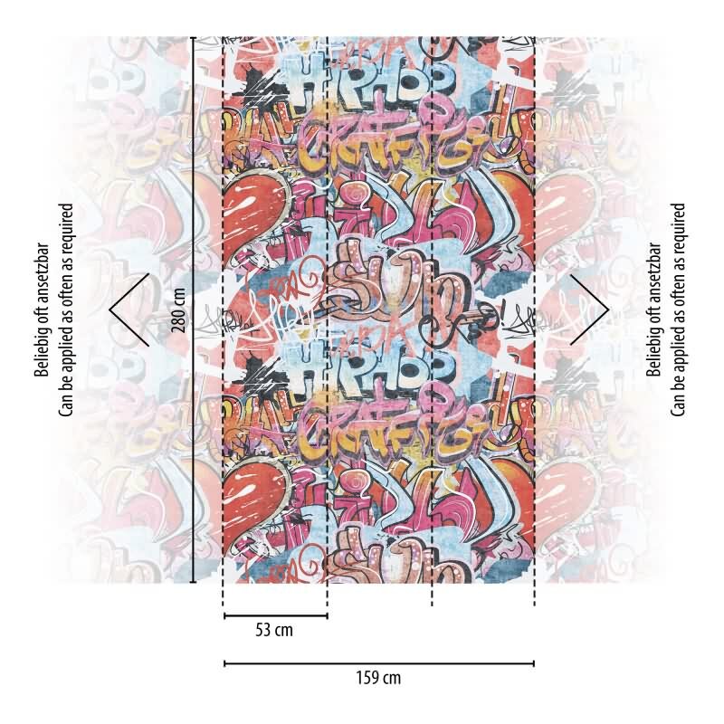 Fototapete Graffiti HipHop Streetart Bunt Jugendzimmer Vlies-Tapete (KG-172155)