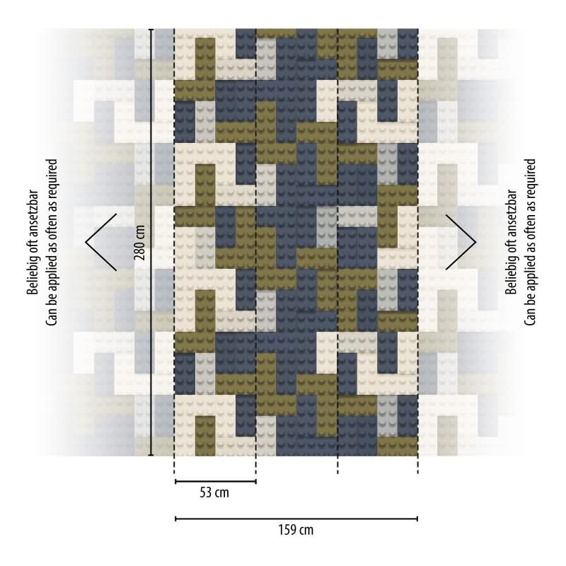 Fototapete Baustein-Muster Grau Blau Grün Kinderzimmer Tapete Klemmbausteine (KG-172157)