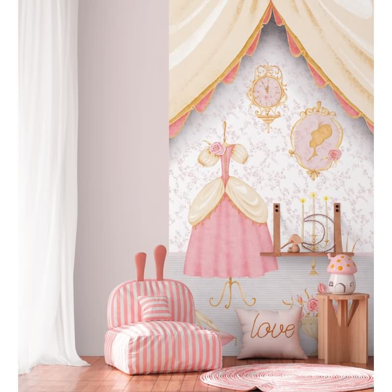 Fototapete Prinzessinnenzimmer Rosa Beige Mädchenzimmer Tapete (KG-172158)