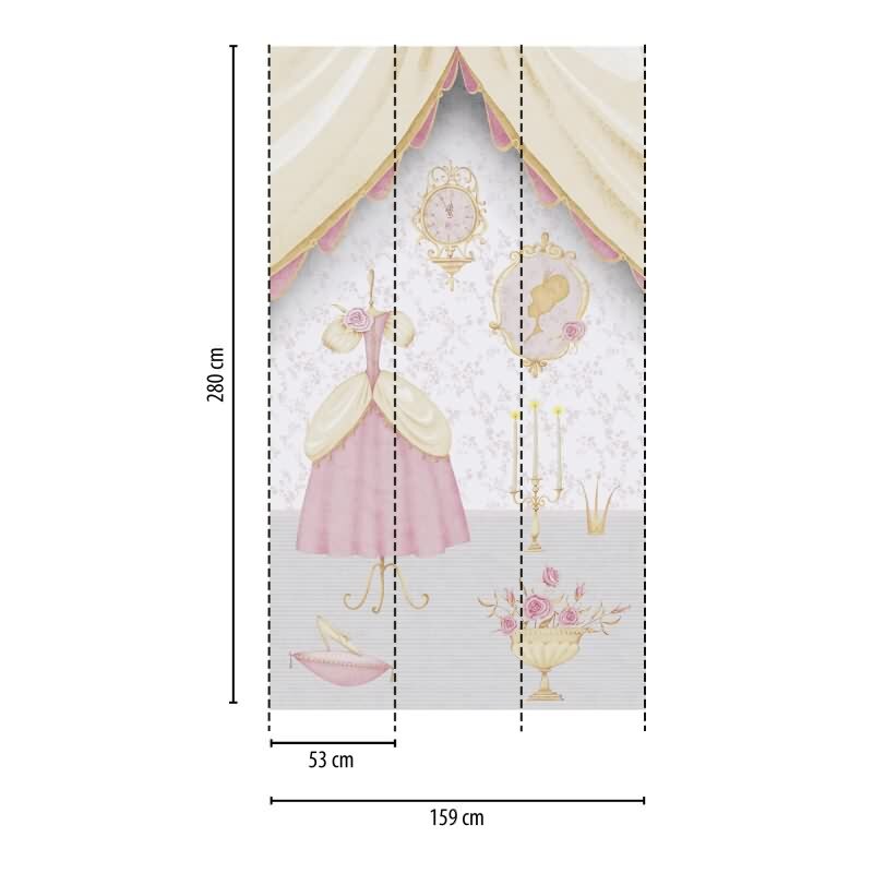 Fototapete Prinzessinnenzimmer Rosa Beige Mädchenzimmer Tapete (KG-172158)