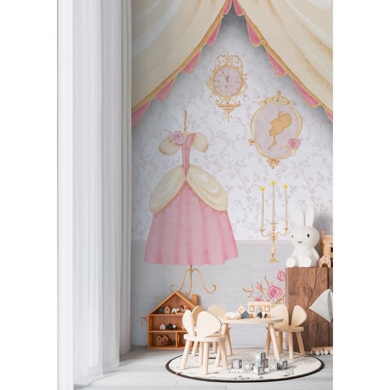 Fototapete Prinzessinnenzimmer Rosa Beige Mädchenzimmer Tapete (KG-172158)