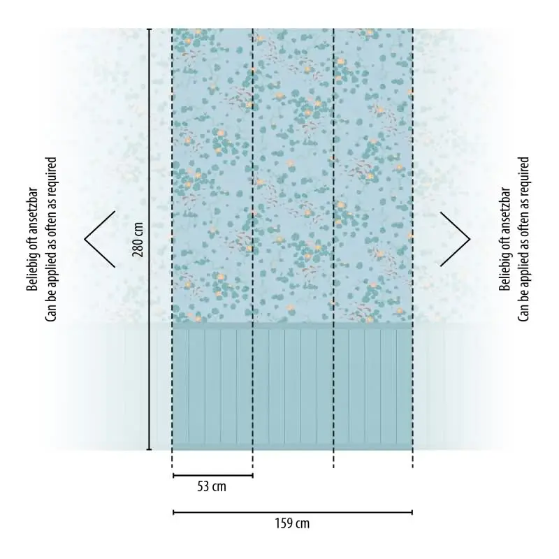 Fototapete Seerosen Blau Grün Wasserpflanzen mit Holzpaneel Vliestapete (KG-172165)