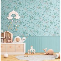 Fototapete Seerosen Blau Gr&uuml;n Wasserpflanzen mit...