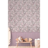 Fototapete V&ouml;gel Zweige Rosa florales Muster mit...