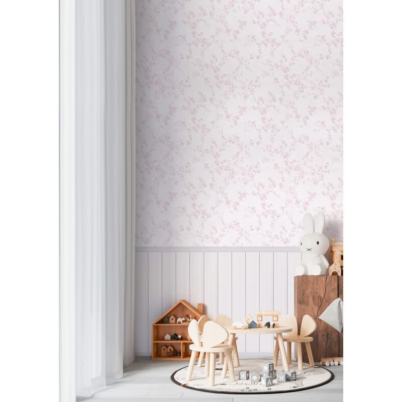 Fototapete Blumenmuster Rosa Vintage-Stil mit Holzpaneel Landhaus Vliestapete (KG-172167)