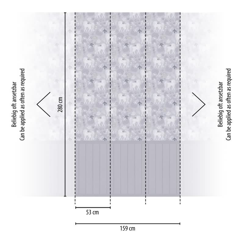 Einhorn Fototapete Grau Vliestapete mit Holzpaneel Märchenhafte Tapete für Kinderzimmer (KG-172168)