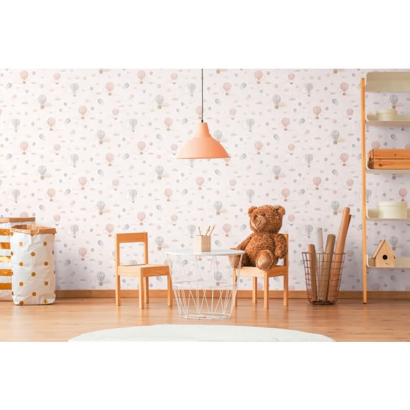 Kindertapete Junge Heißluftballons Rosa Blau Wolken Vliestapete Kinderzimmer Tapete (KG-172169)