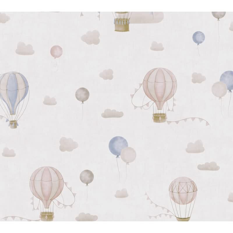 Kindertapete Junge Heißluftballons Rosa Blau Wolken Vliestapete Kinderzimmer Tapete (KG-172169)