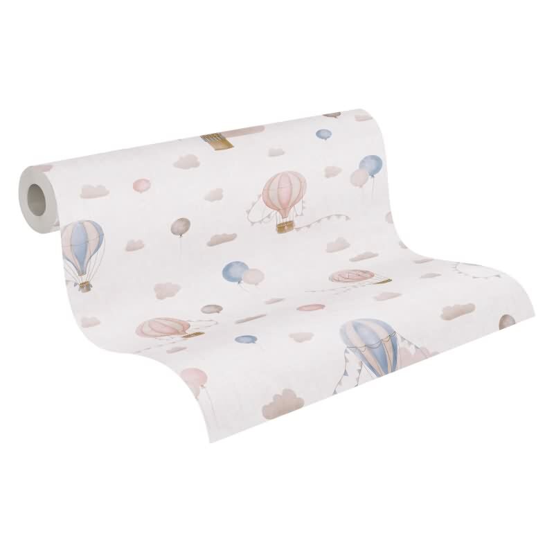 Kindertapete Junge Heißluftballons Rosa Blau Wolken Vliestapete Kinderzimmer Tapete (KG-172169)