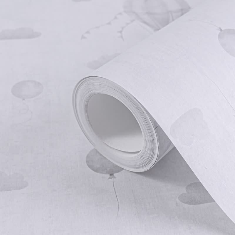 Kindertapete Heißluftballons Grau Luftballons Wolken Vliestapete für Jungen (KG-172170)