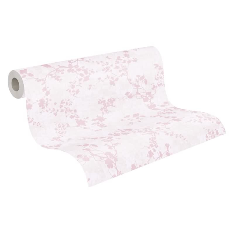 Florale Mustertapete Rosa Weiß Kinderzimmer Landhaus Blumentapete verspielt Vliestapete (KG-172177)