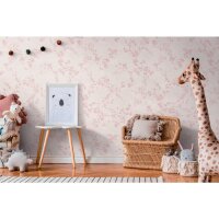 Florale Mustertapete Rosa Wei&szlig; Kinderzimmer...