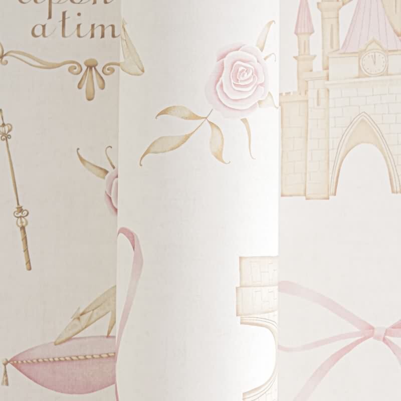PrinzessinnenTapete Rosa Beige Kindertapete mit Schloss Kutsche Vliestapete (KG-172178)