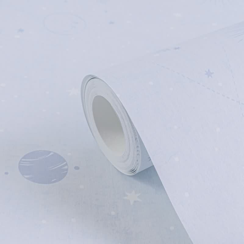 Weltall Tapete Hellblau Kindertapete mit Planeten Sternen Weltraum Kinderzimmer Vliestapete Jungen (KG-172180)