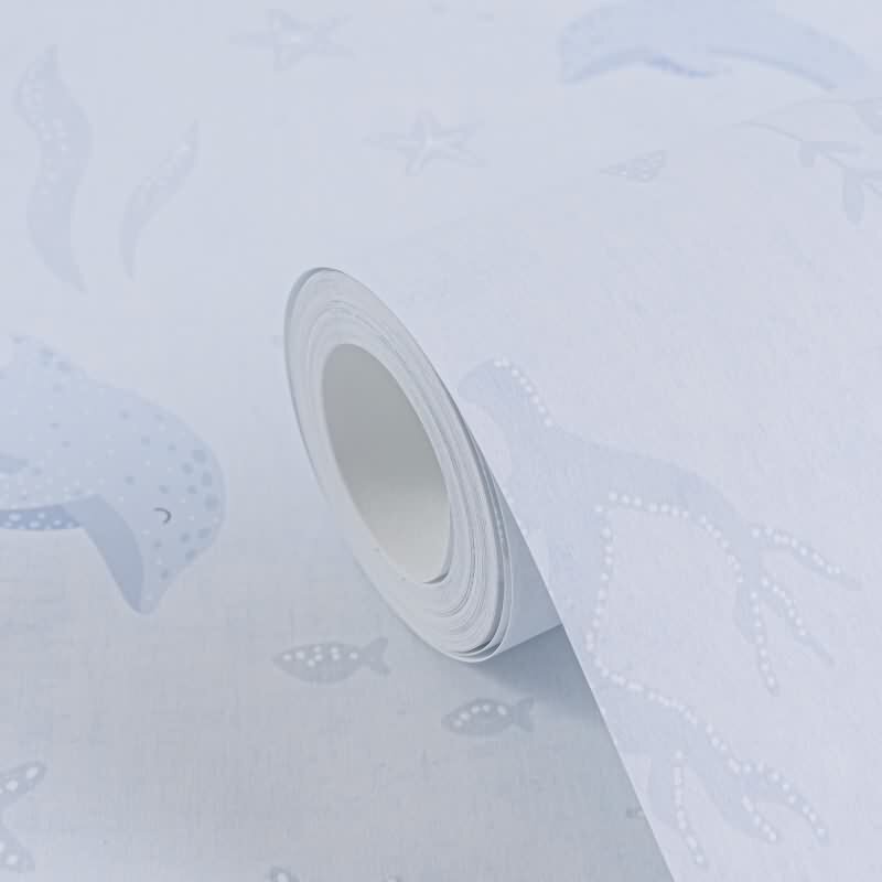 DelfinTapete Hellblau Kindertapete mit Meeresmotiven Unterwasser Vliestapete Kinderzimmer (KG-172181)