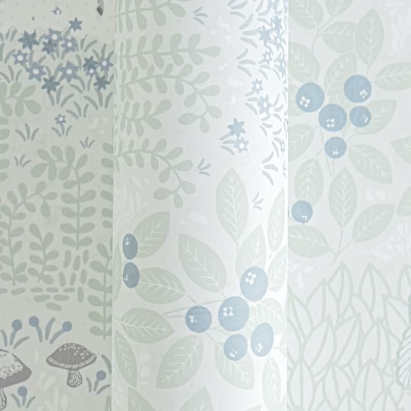 Wald-Tapete mit Tieren Grün Grau Kindertapete mit Bär Hirsch Natur Vliestapete Waldtiere Kinderzimmer (KG-172182)