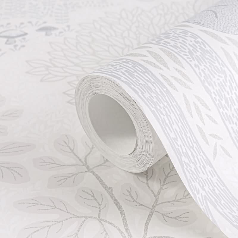 Tapete Wald mit Tieren Beige Grau Kindertapete mit Bär Hirsch Vliestapete Kinderzimmer Jungen (KG-172183)