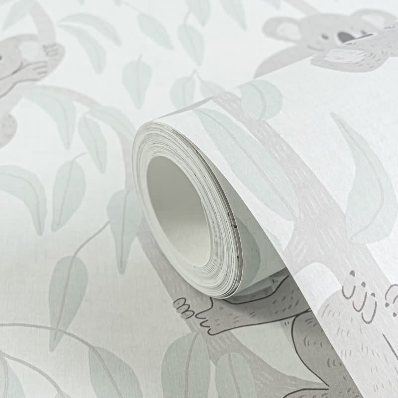 Kinderzimmer Tapete Koala Grau Grün Kindertapete mit Koalas und Ästen Vliestapete Kinderzimmer (KG-172185)