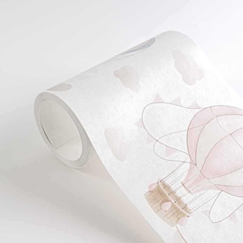 Heißluftballon Borte Rosa Blau Beige Kinderzimmer Vlies-Bordüre mit Wimpeln (KG-172186)