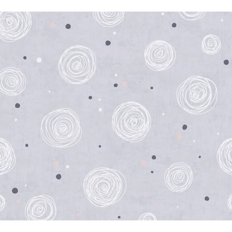 Kreis-Mustertapete Mädchen Kinderzimmer Grau Rosa Weiß Vliestapete modern verspielt Kindertapete (KG-172190)