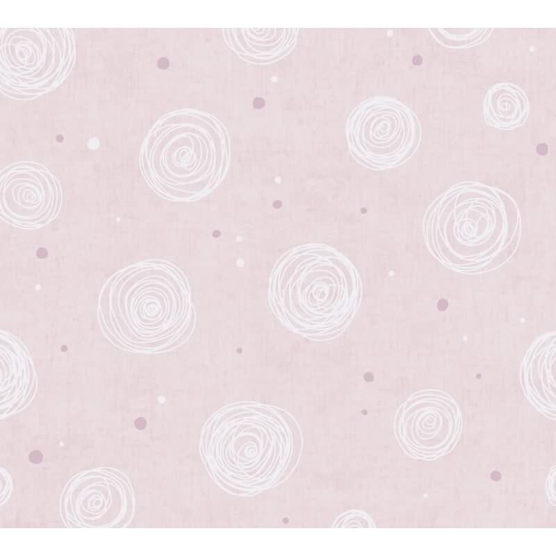 Kreis-Mustertapete Kinderzimmer Rosa Weiß Vliestapete verspielt modern Kindertapete Mädchen (KG-172191)