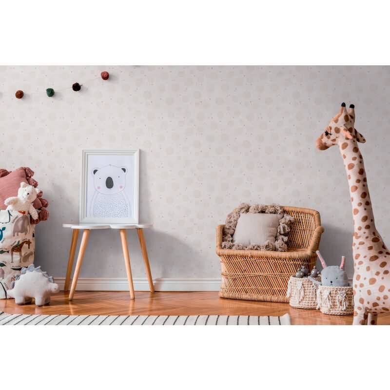 Kringel-Tapete Mädchen Kindertapete Beige Rosa Vliestapete mit Punkten verspieltes Design Kinderzimmer (KG-172192)