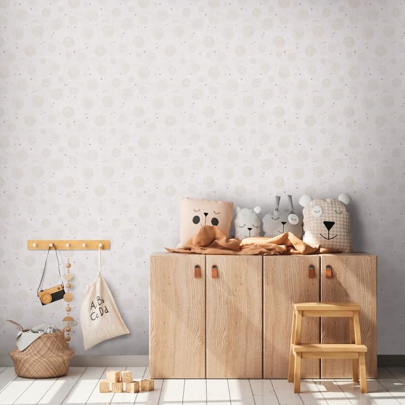 Kringel-Tapete Mädchen Kindertapete Beige Rosa Vliestapete mit Punkten verspieltes Design Kinderzimmer (KG-172192)